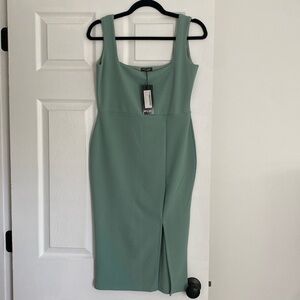 Nasty Gal Square Neck Bodycon Slit Midi Dress